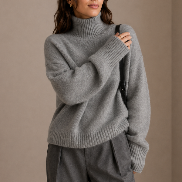 Pull Col Roulé Oversize Épaules Larges
