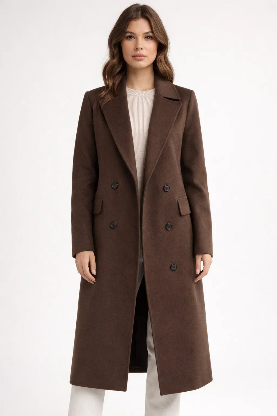 Manteau Long Croisé Cintré