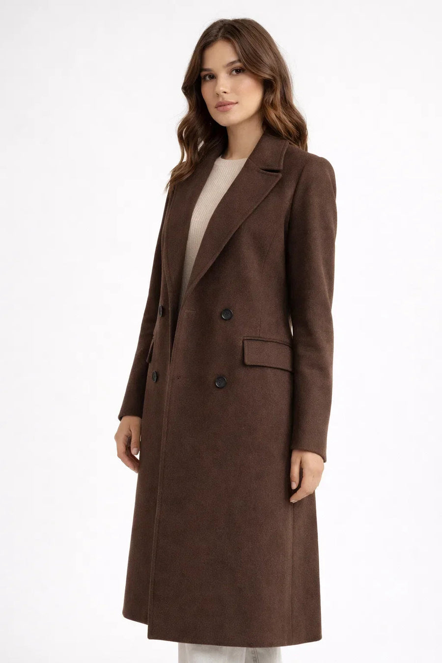 Manteau Long Croisé Cintré