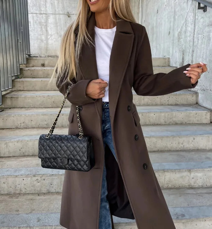 Manteau Long Croisé Cintré