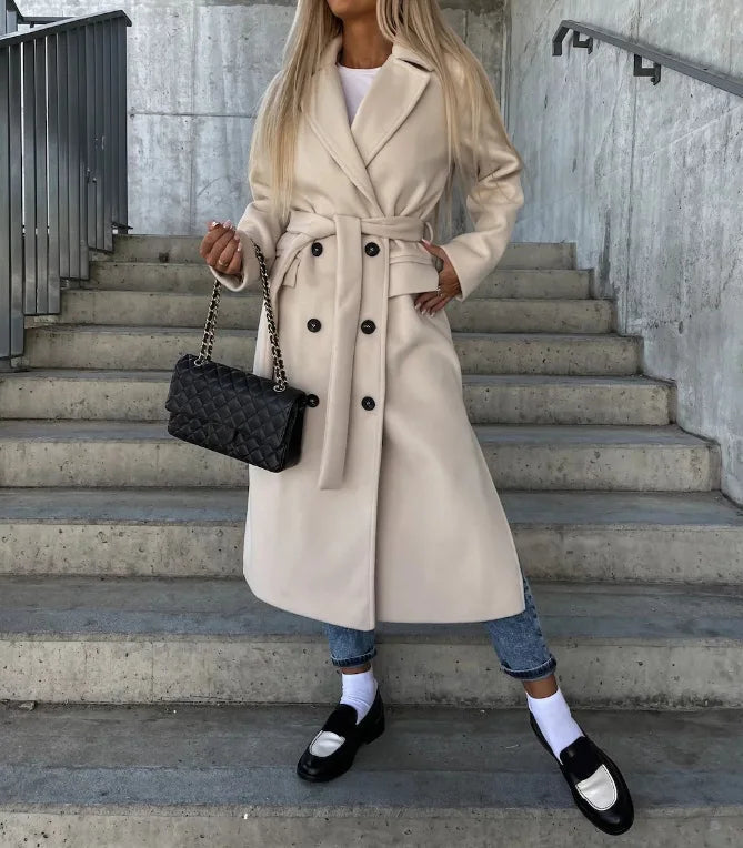 Manteau Long Croisé Cintré