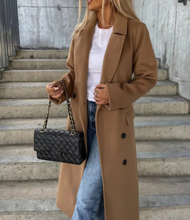Manteau Long Croisé Cintré