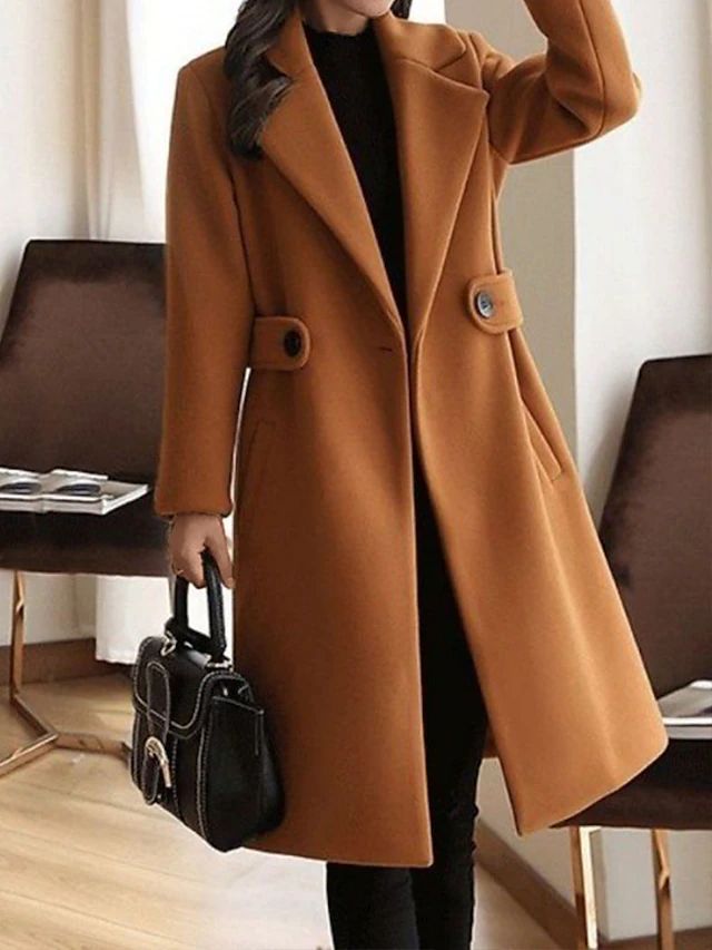 Manteau Long Croisé à Revers