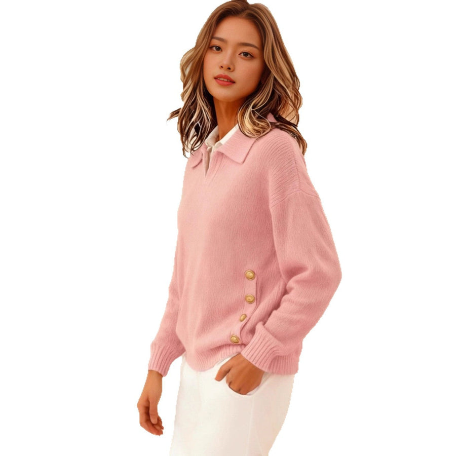 Pull Col Montant Boutons Latéraux