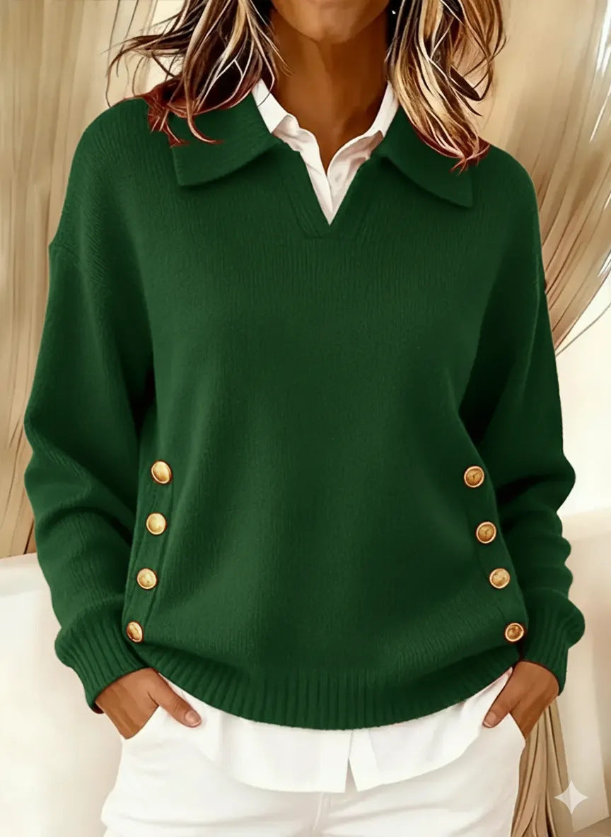 Pull Col Montant Boutons Latéraux