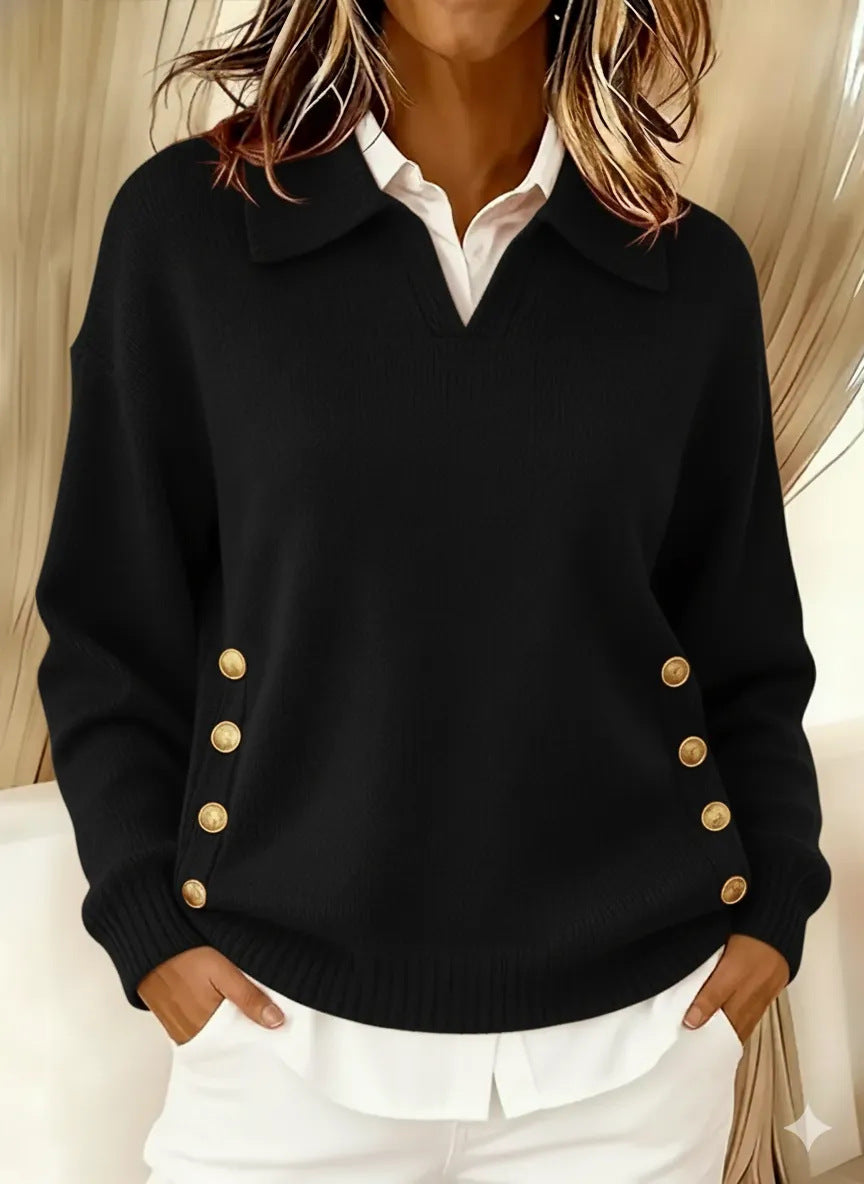Pull Col Montant Boutons Latéraux