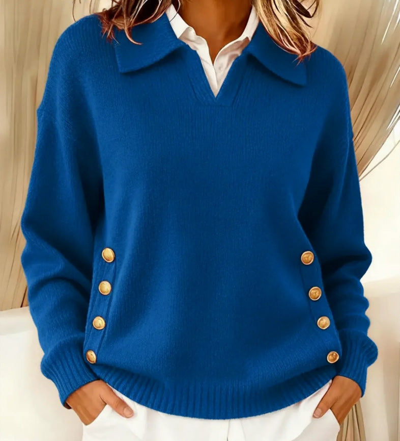 Pull Col Montant Boutons Latéraux