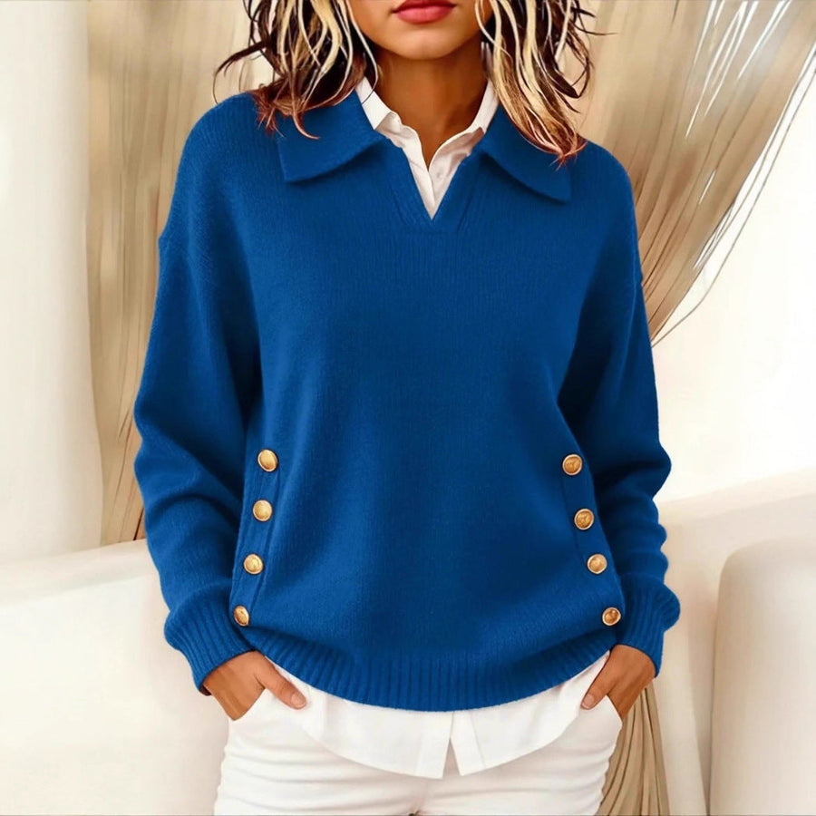 Pull Col Montant Boutons Latéraux