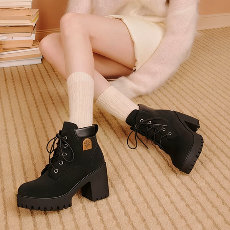 Bottines à Lacets et Talon Bloc