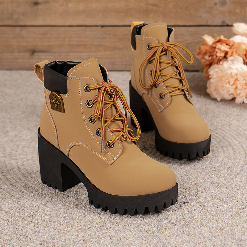 Bottines à Lacets et Talon Bloc