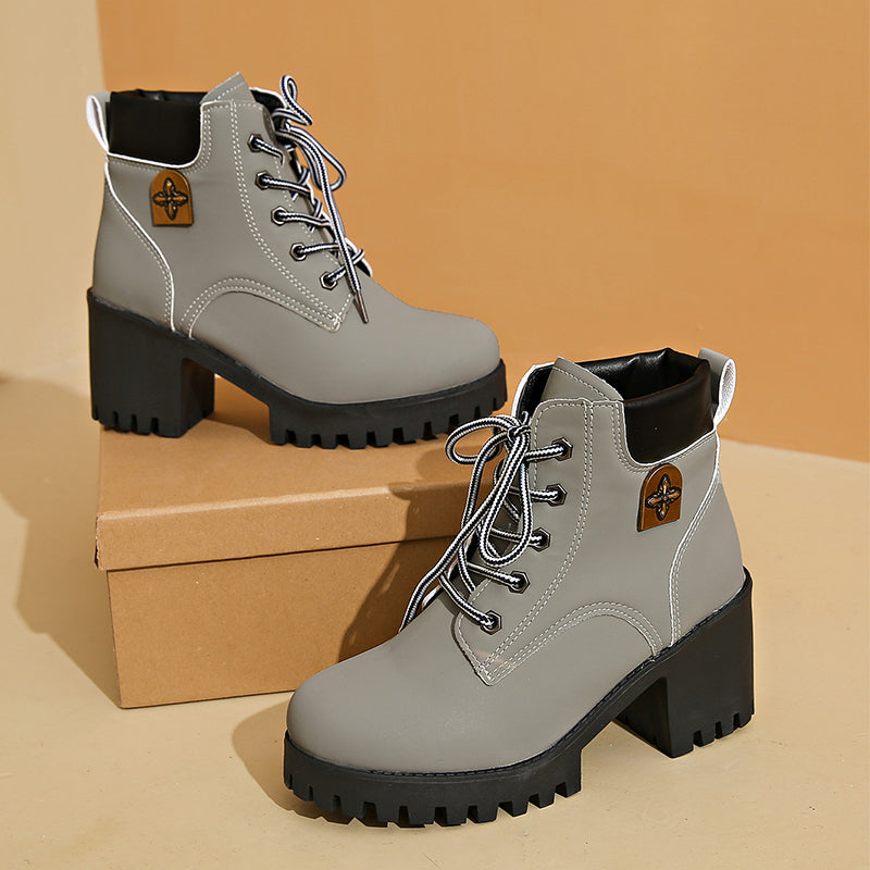 Bottines à Lacets et Talon Bloc