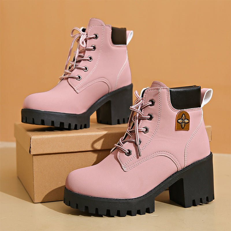 Bottines à Lacets et Talon Bloc