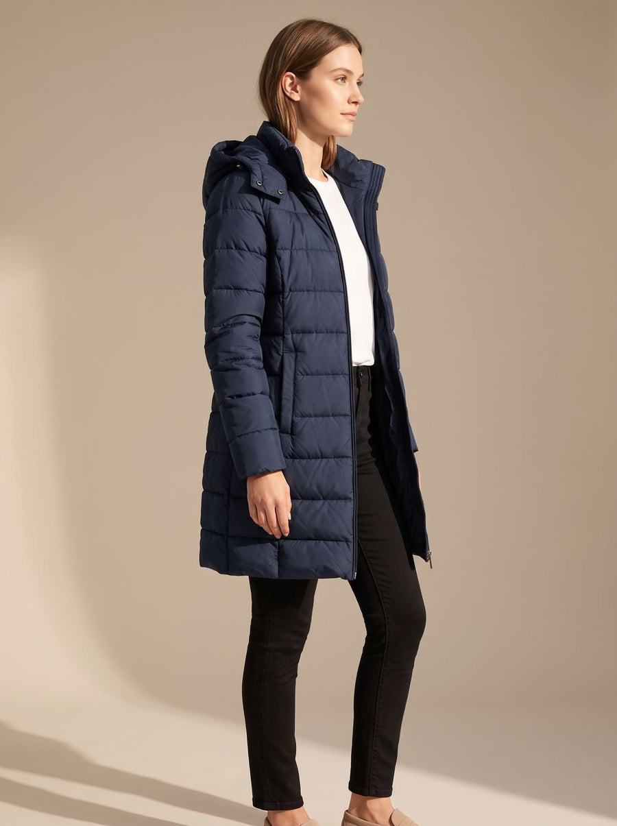 Manteau Matelassé Long à Capuche Douillette