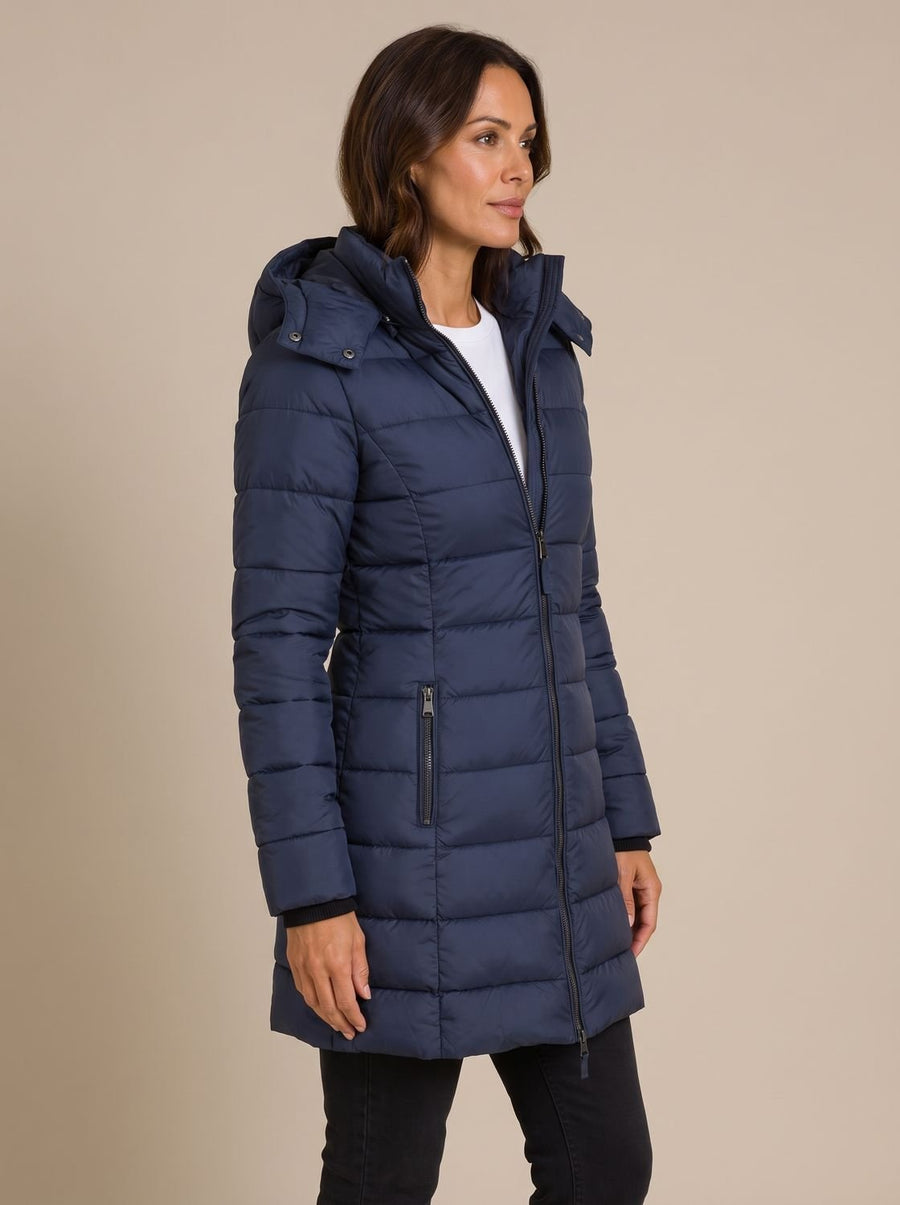 Manteau Matelassé Long à Capuche Douillette