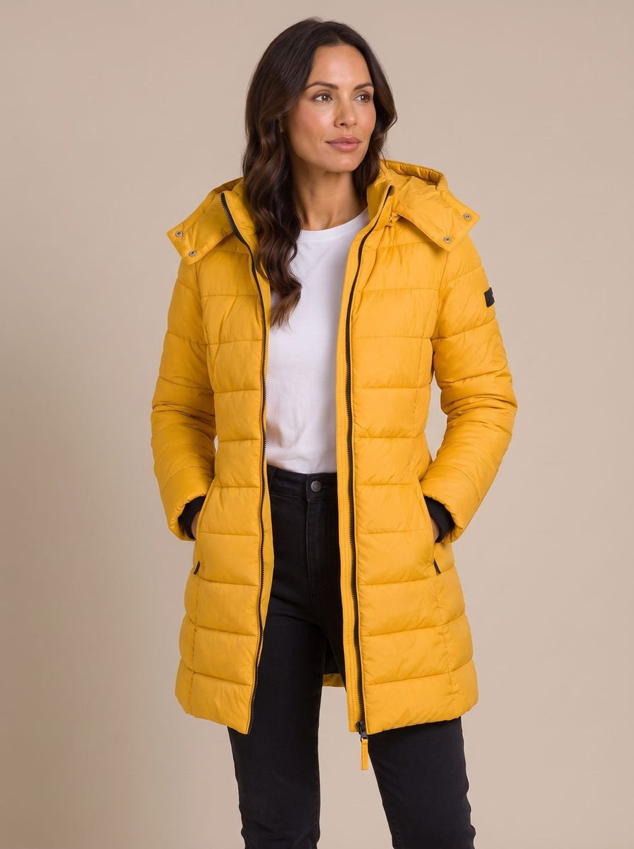 Manteau Matelassé Long à Capuche Douillette