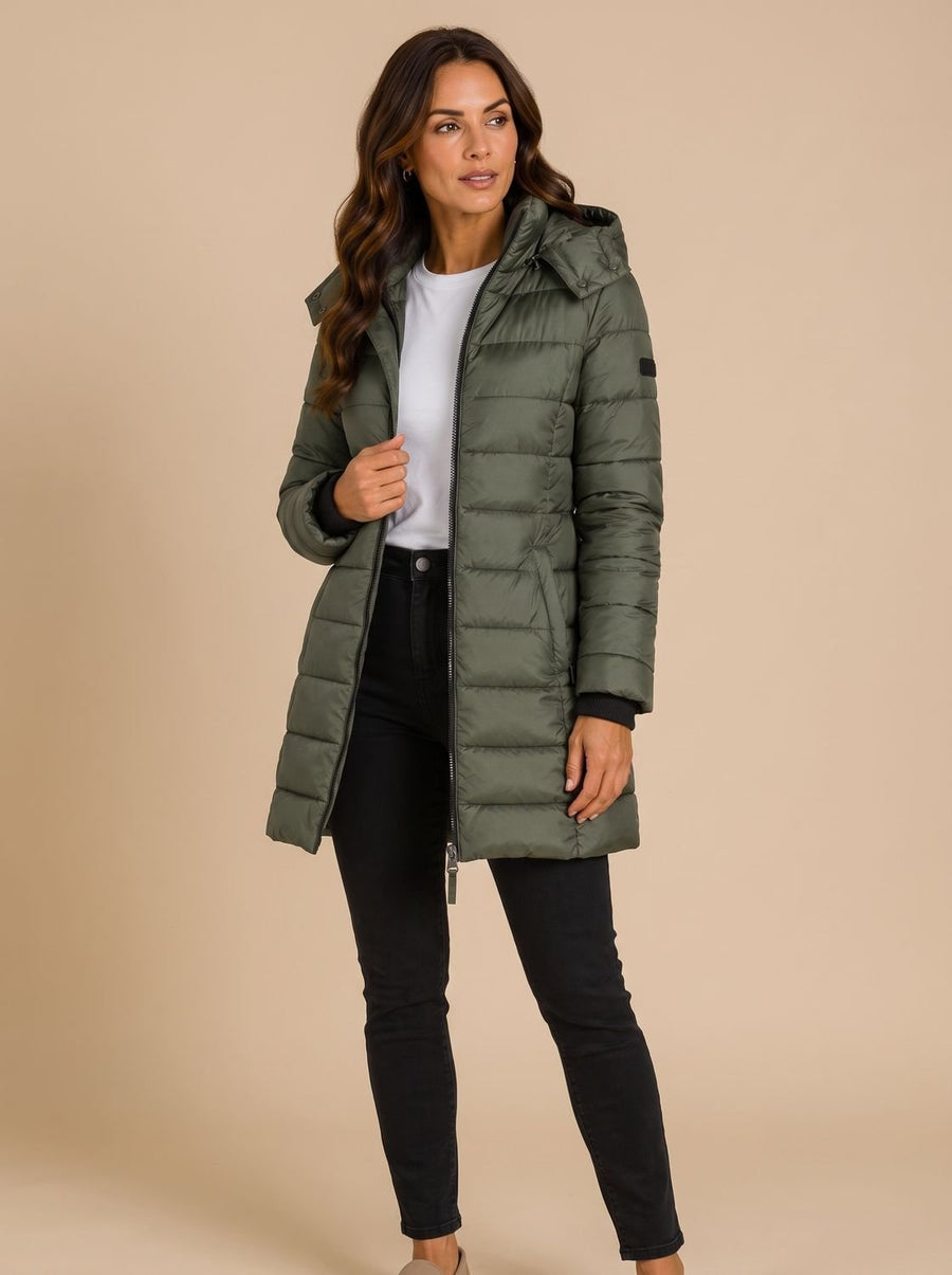 Manteau Matelassé Long à Capuche Douillette