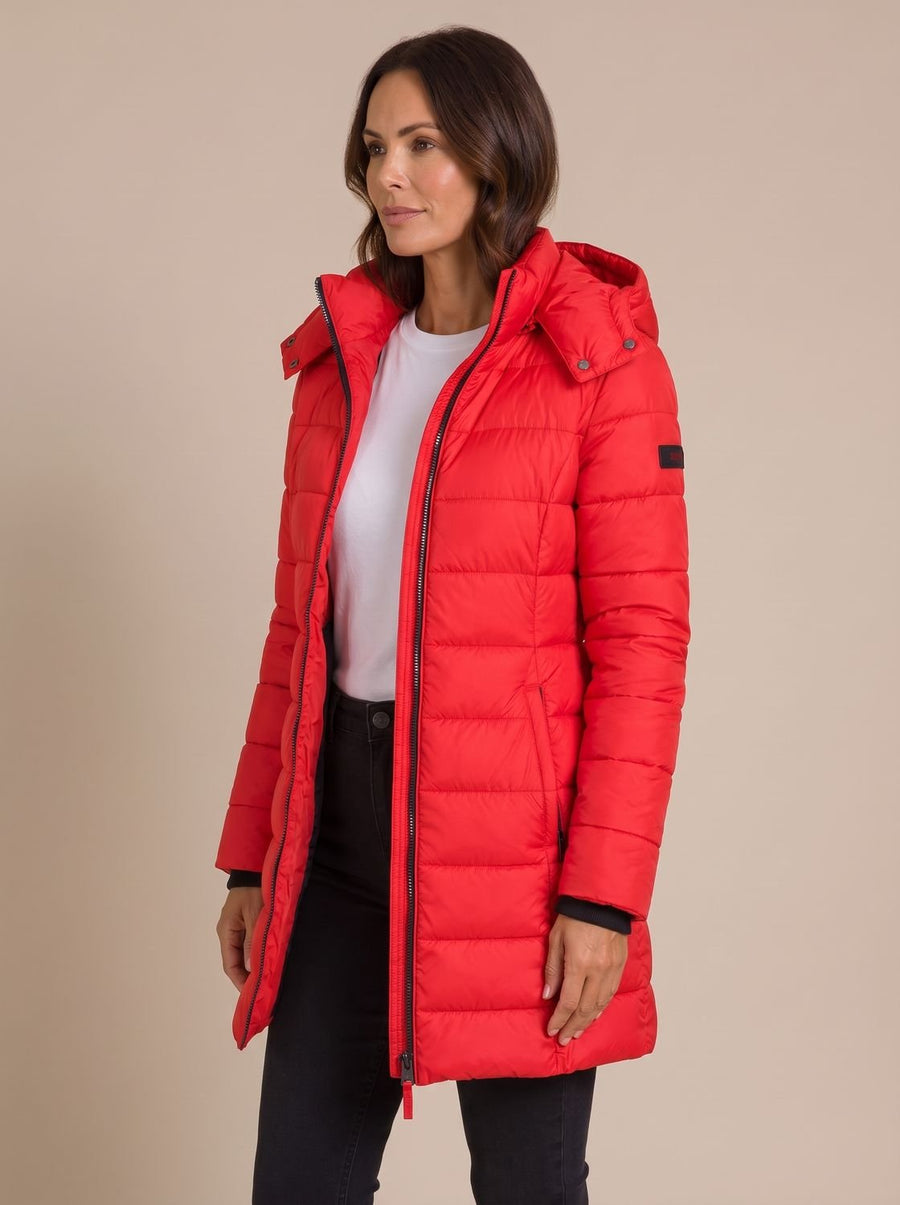 Manteau Matelassé Long à Capuche Douillette