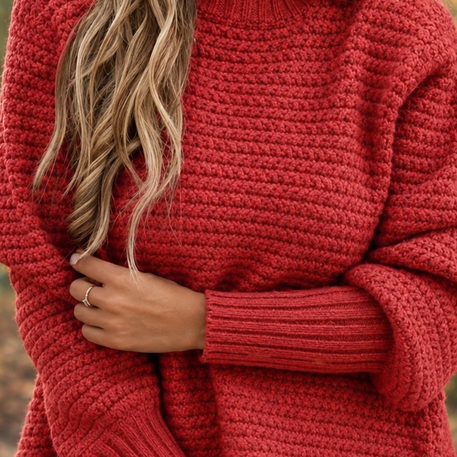 Pull Col Rond Coupe Décontractée Fentes Latérales