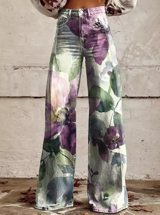 Mailin - Pantalon Imprimé à Jambe Large Et Evasée