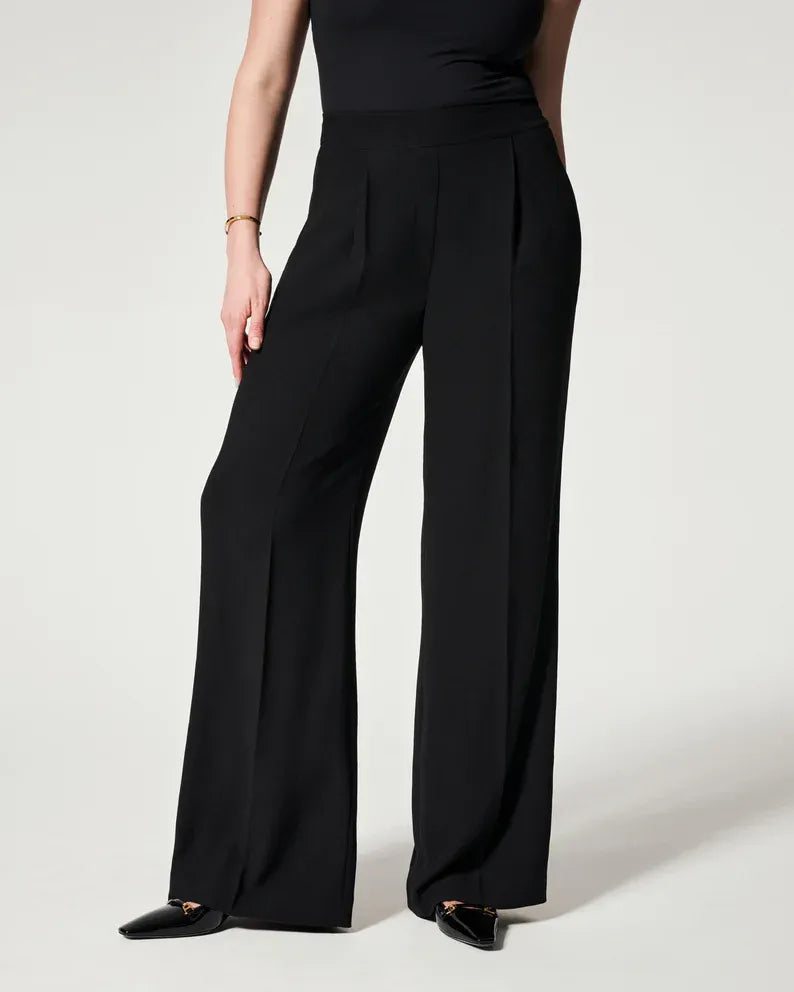 Pantalon plissé à jambe large pour femme