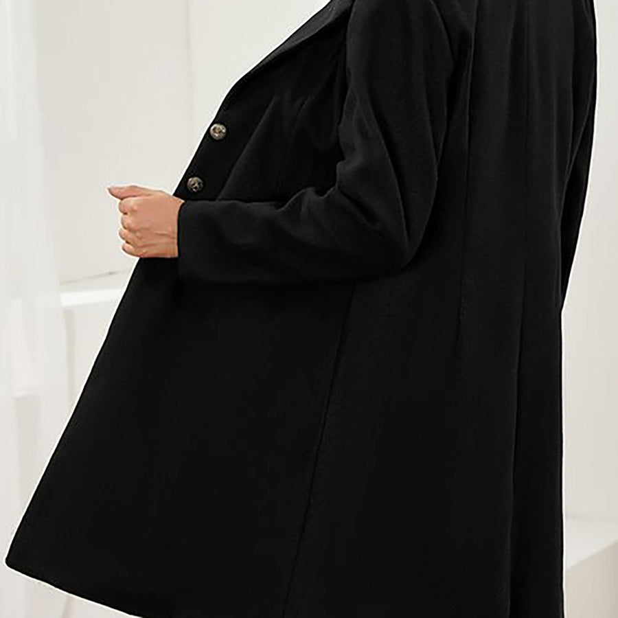 Manteau Long Cintré à Col Cranté