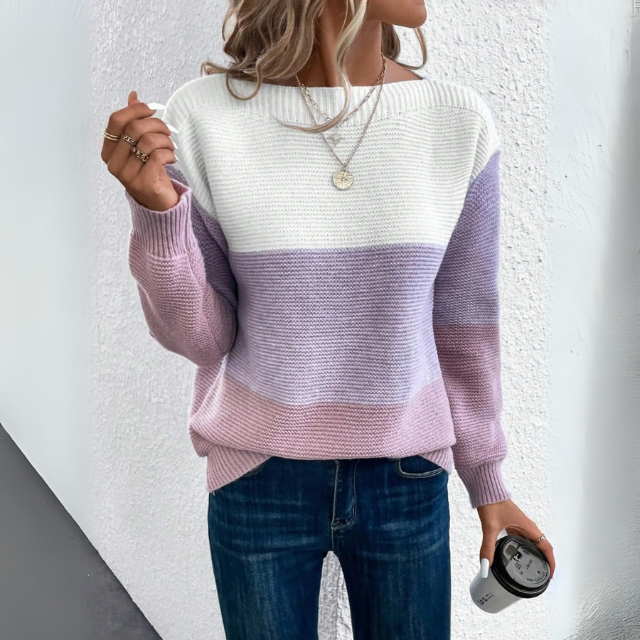 Pull Colour-Block Col Rond Tricolore