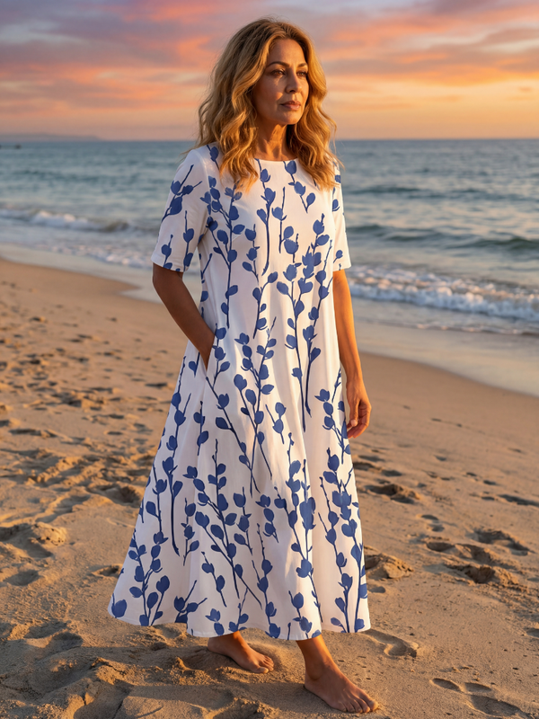 Robe Midi Fleurie Évasée - Coupe Classique Intemporelle
