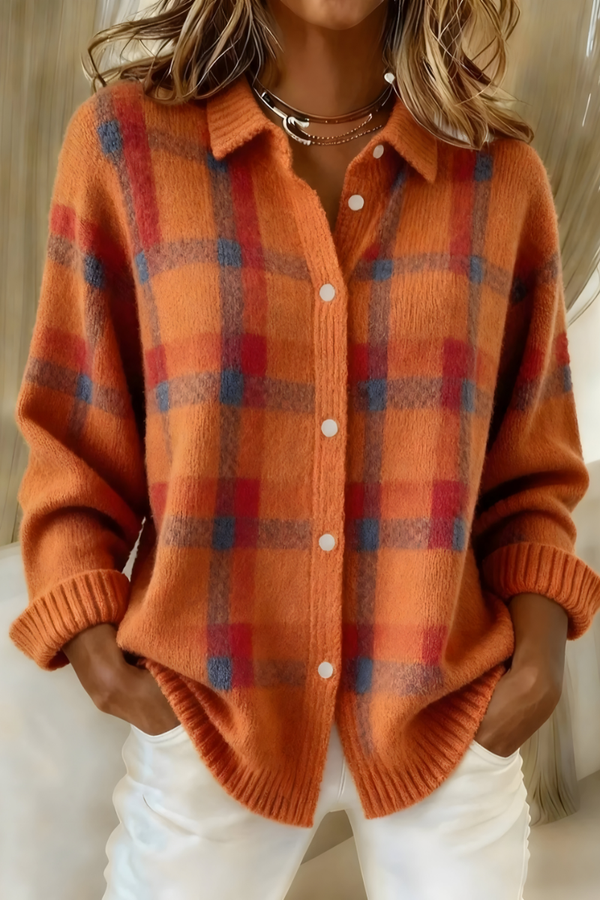 Hortense - Cardigan Boutonné à Carreaux