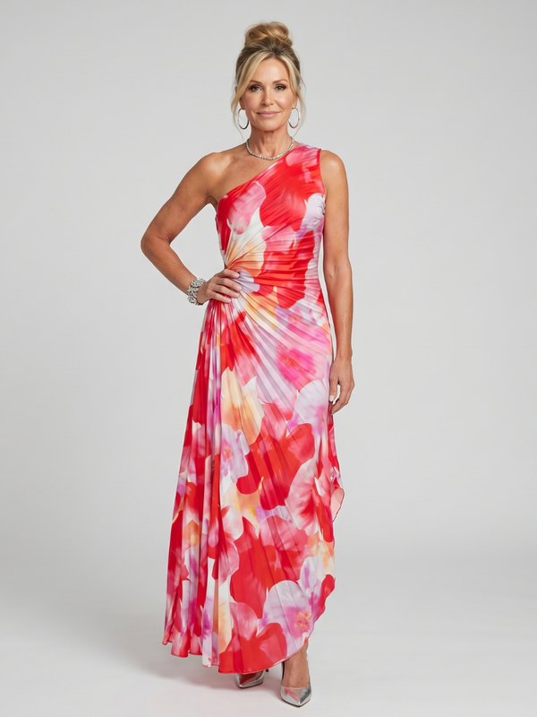 Taya | Robe Midi Asymétrique à Corpino Plissé