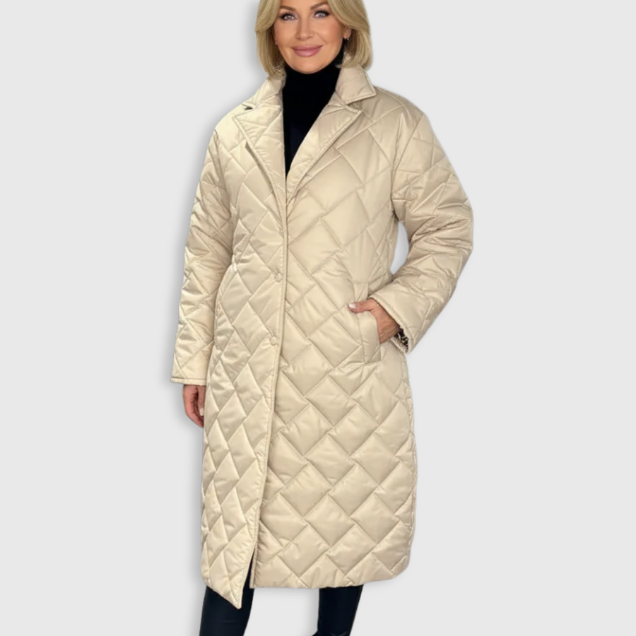 Manteau Long Matelassé à Boutons