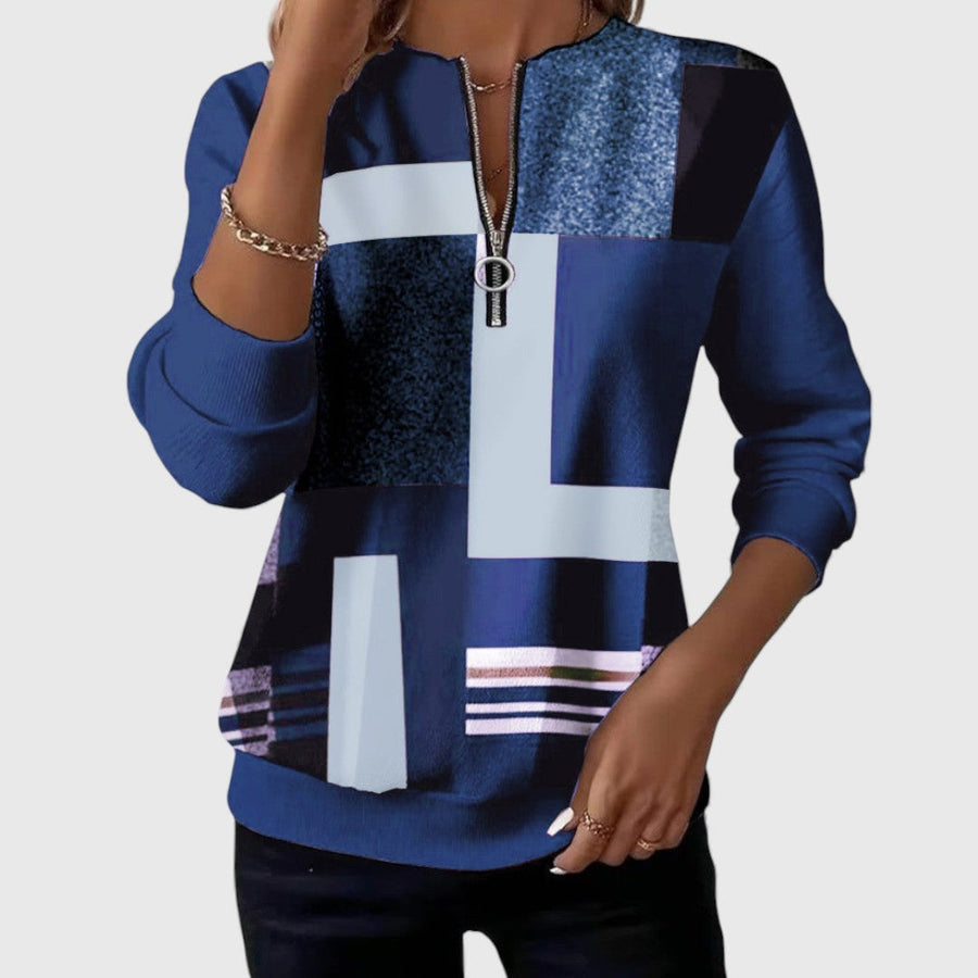Sweat Col Montant Demi-Zip Décontracté