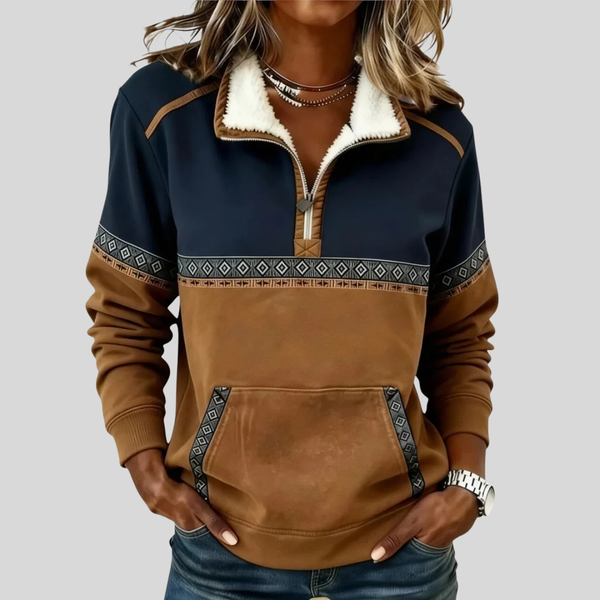 Sweat Col Montant Demi-Zip Poche