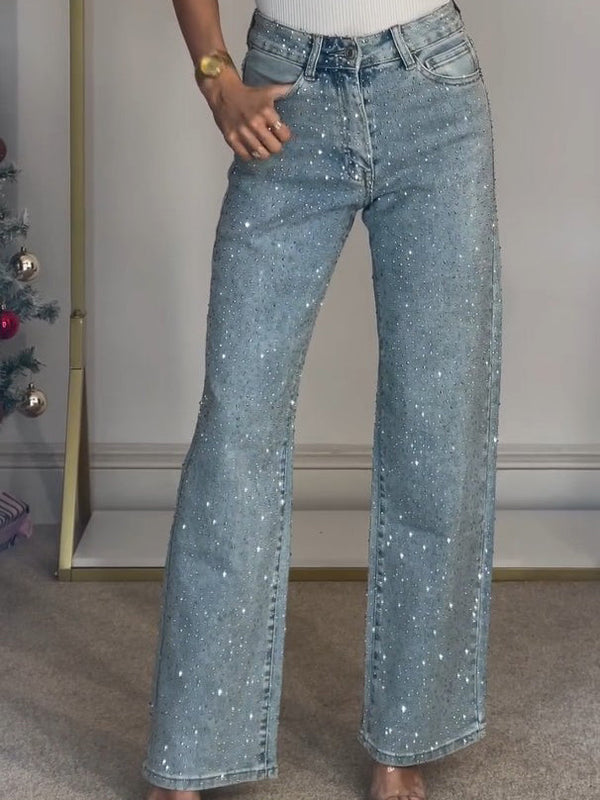 Alida - Jean taille haute avec diamants