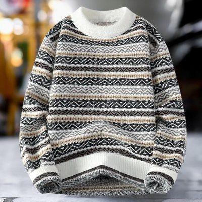 Yannis - Pull Tricoté à Motif Classique