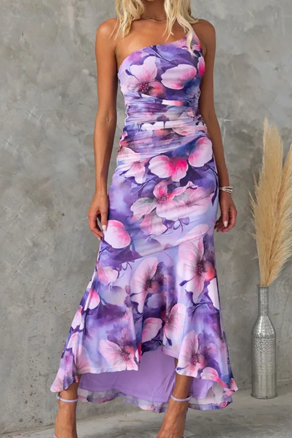 Maya | Robe fleurie asymétrique pour femme