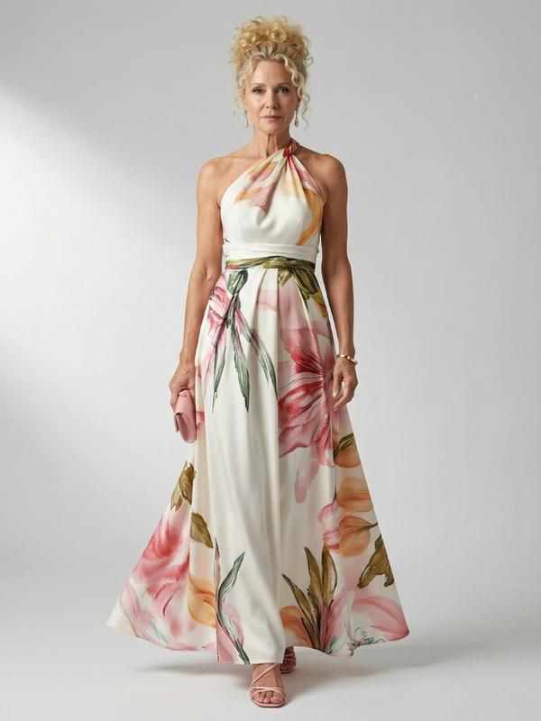 Amiel | Robe Maxi Fleurie Légère - Coupe Américaine Sans Manches