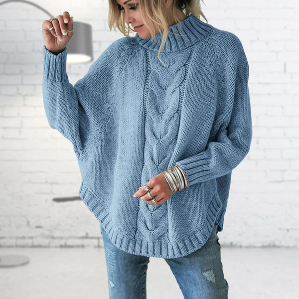 Pull Col Montant à Torsades Oversize