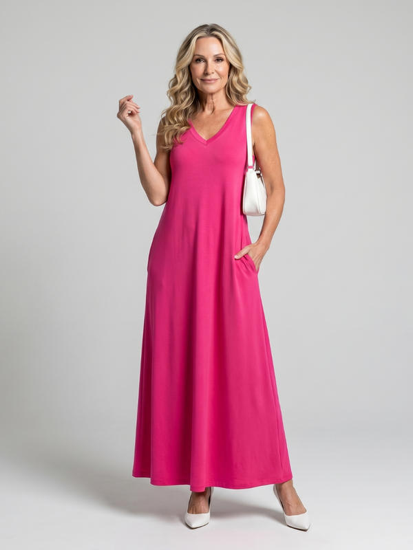 Vestido midi casual con estampado tropical