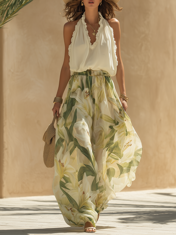 Ensemble Lysandra - Ensemble Fluide Imprimé Floral Élégant Femme