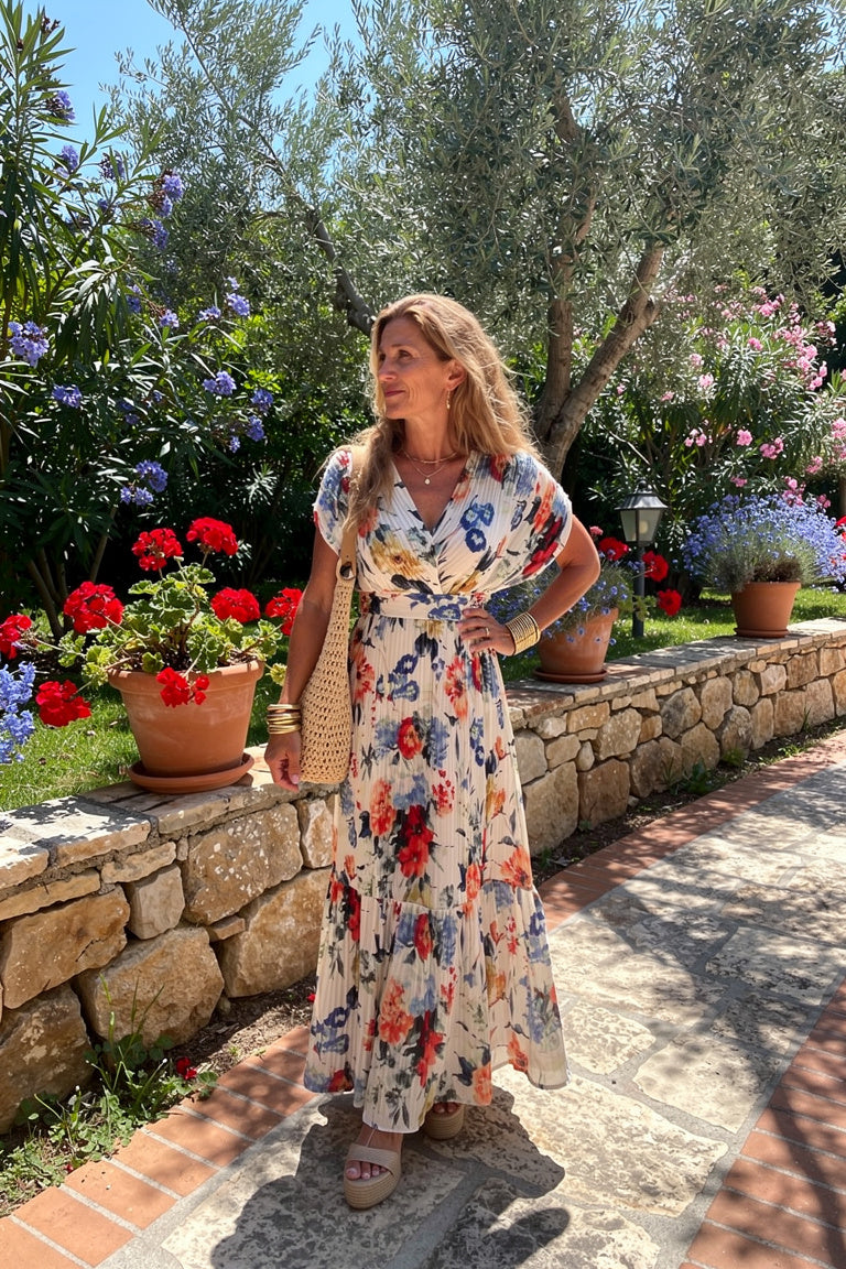 Robe Longue Fleurie Estivale - Coupe Fluide Élégante — 2XL — Estée Paris