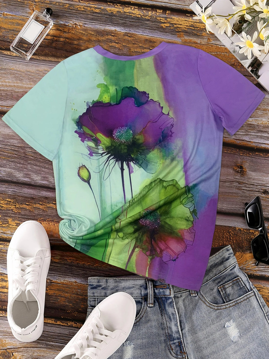 Fabienne - T-shirt à imprimé floral et manches courtes
