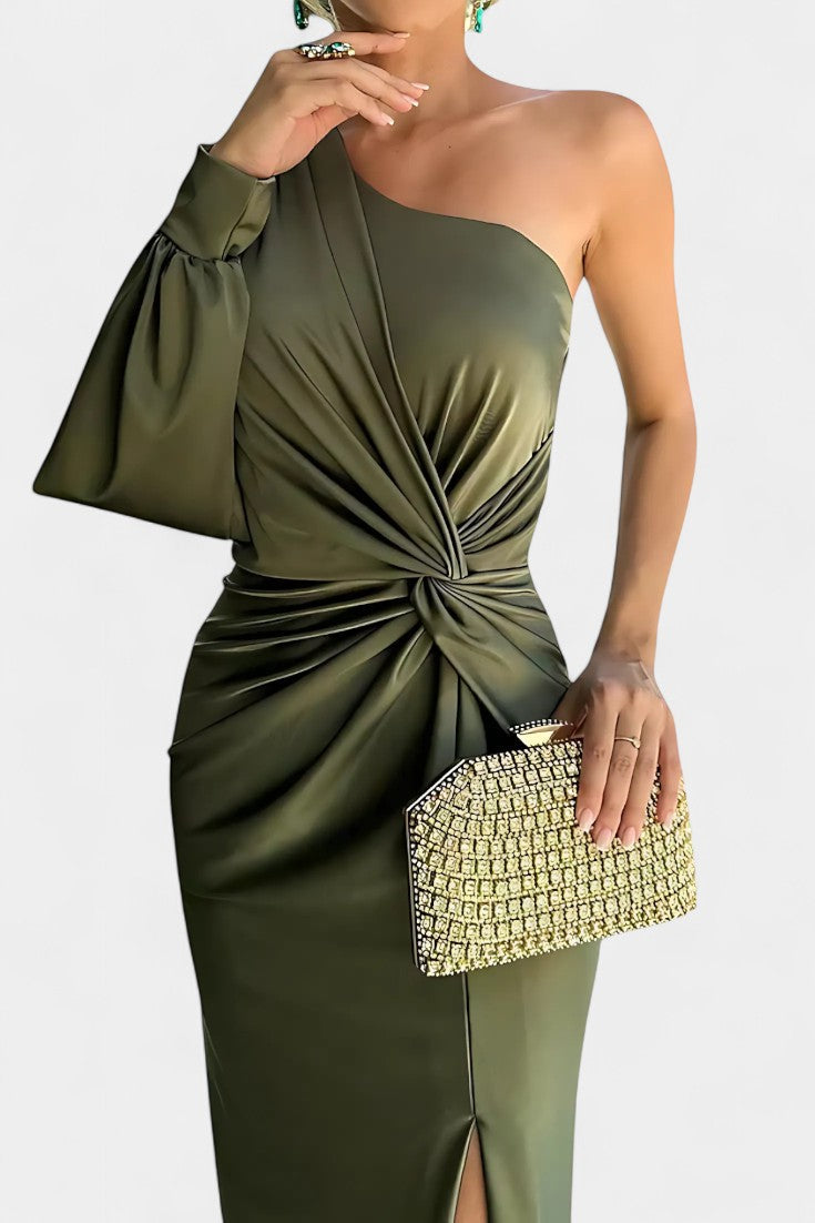 Charlotte Robe asymétrique drapée à une épaule