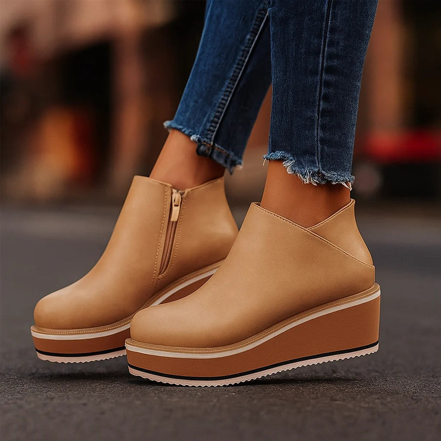 Bottines Zippées à Semelle Compensée