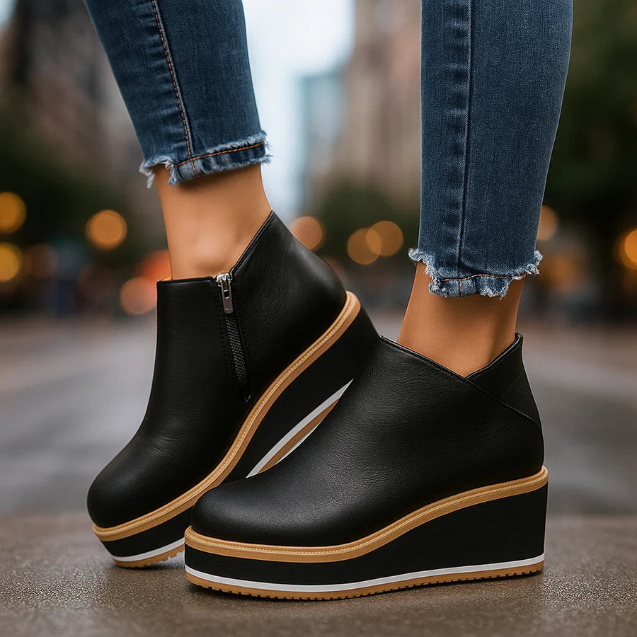 Bottines Zippées à Semelle Compensée