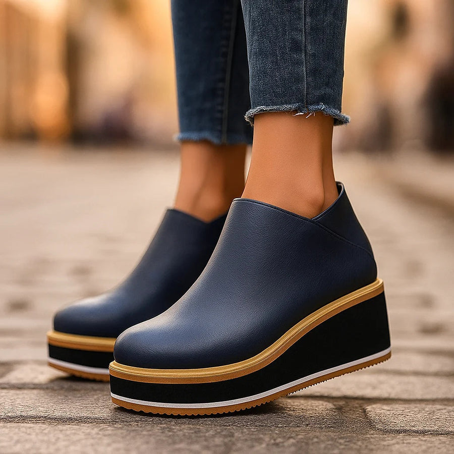 Bottines Zippées à Semelle Compensée