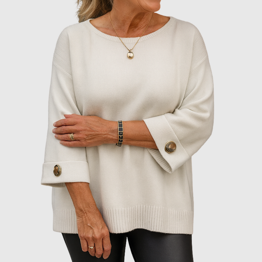 Pull Col V Boutons Dorés Coupe Flatteuse