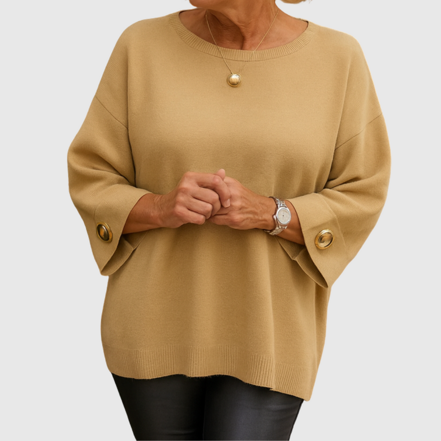 Pull Col V Boutons Dorés Coupe Flatteuse