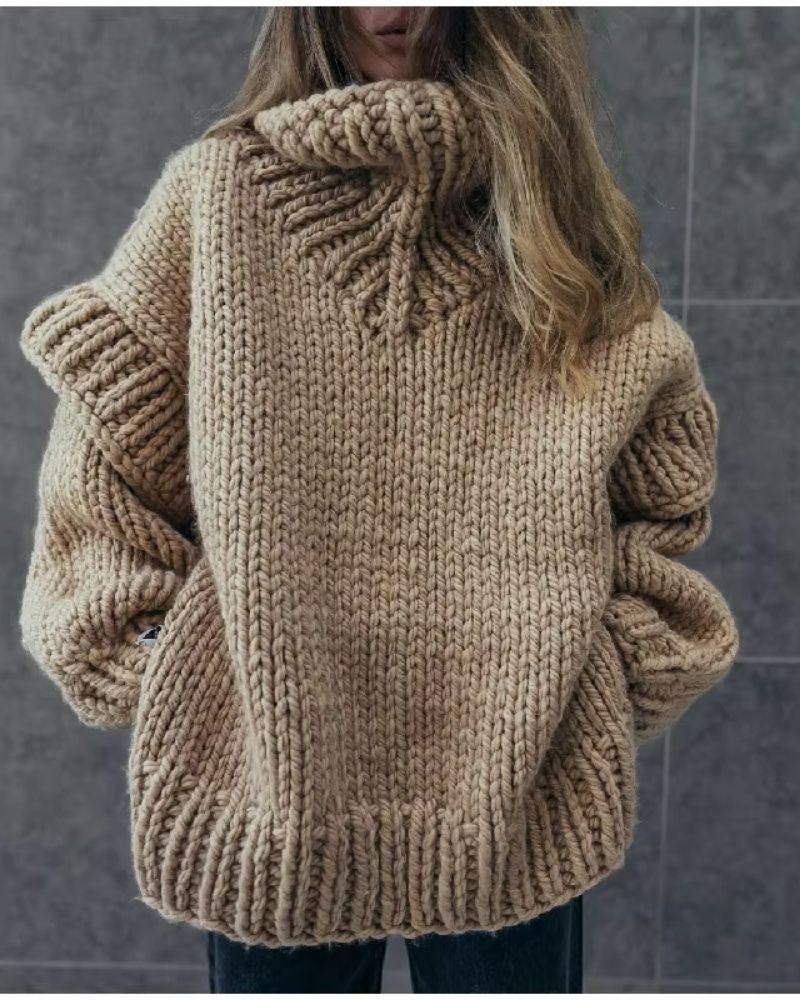 Pull Oversize Col Rond Côtelé