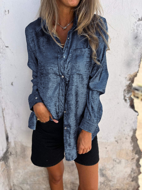 Blouse métallique pour femme avec col