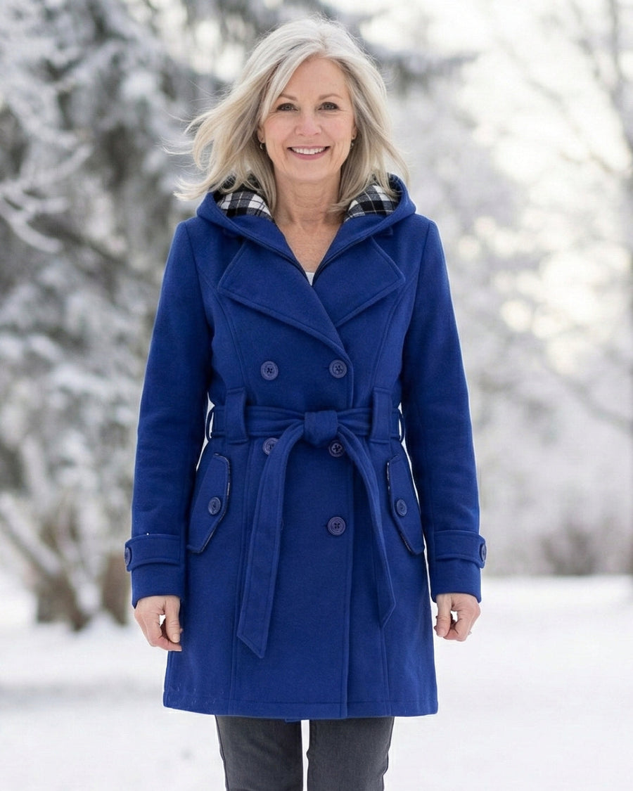 Manteau Mi-Long Croisé à Ceinture